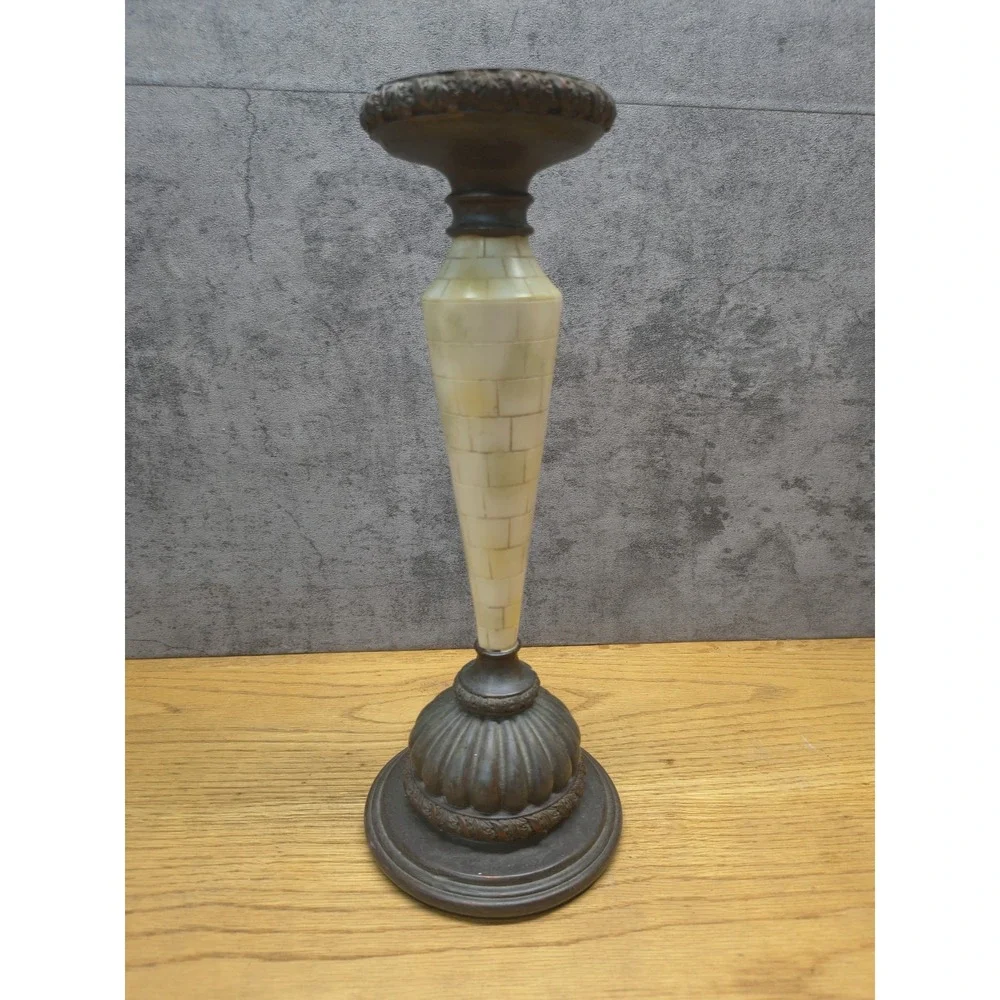 Candle Holder Pedestal Made Of Metal And Ceramic